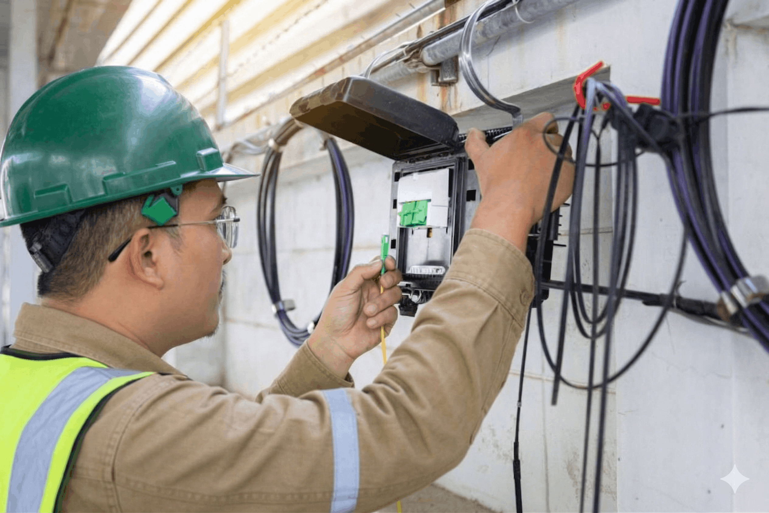 Professionelle Inhouse Installation für Glasfaser und Netzsysteme. Gebäudeverkabelung und FTTH-Anbindung durch InfraNova Solution GmbH.