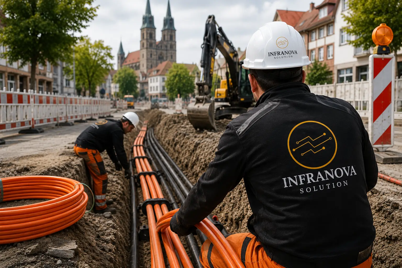 Professioneller Kabelleitungsbau in Hildesheim für Glasfaser, Energieversorgung und moderne Netzinfrastruktur. InfraNova Solution GmbH r
