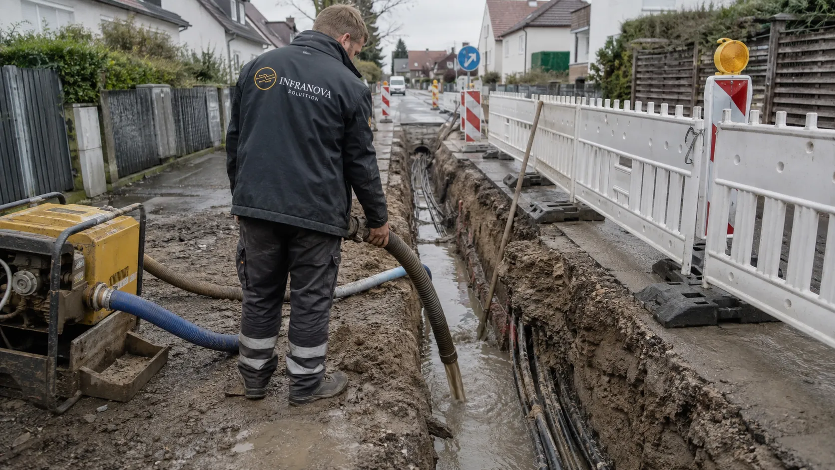 Tiefbau-Entwässerung bei Wasser im Kabelgraben: So bleibt die Trasse stabil